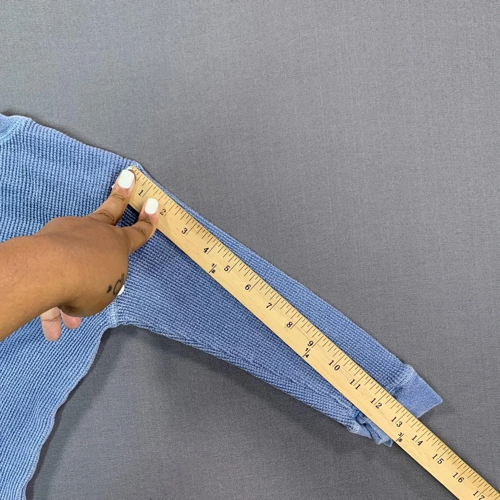 Gap Shirt Kids XS Blue Thermal Henley Long Sleeve Waffle‎ Knit Cotton Casual Top